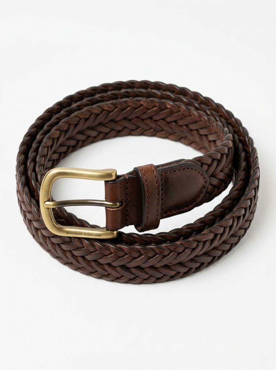 Full-Grain Braided Leather Belt